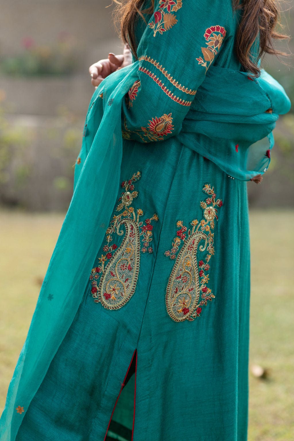 Green Paisley Embroidered Suit
