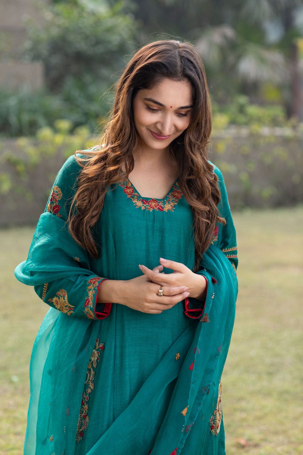 Green Paisley Embroidered Suit