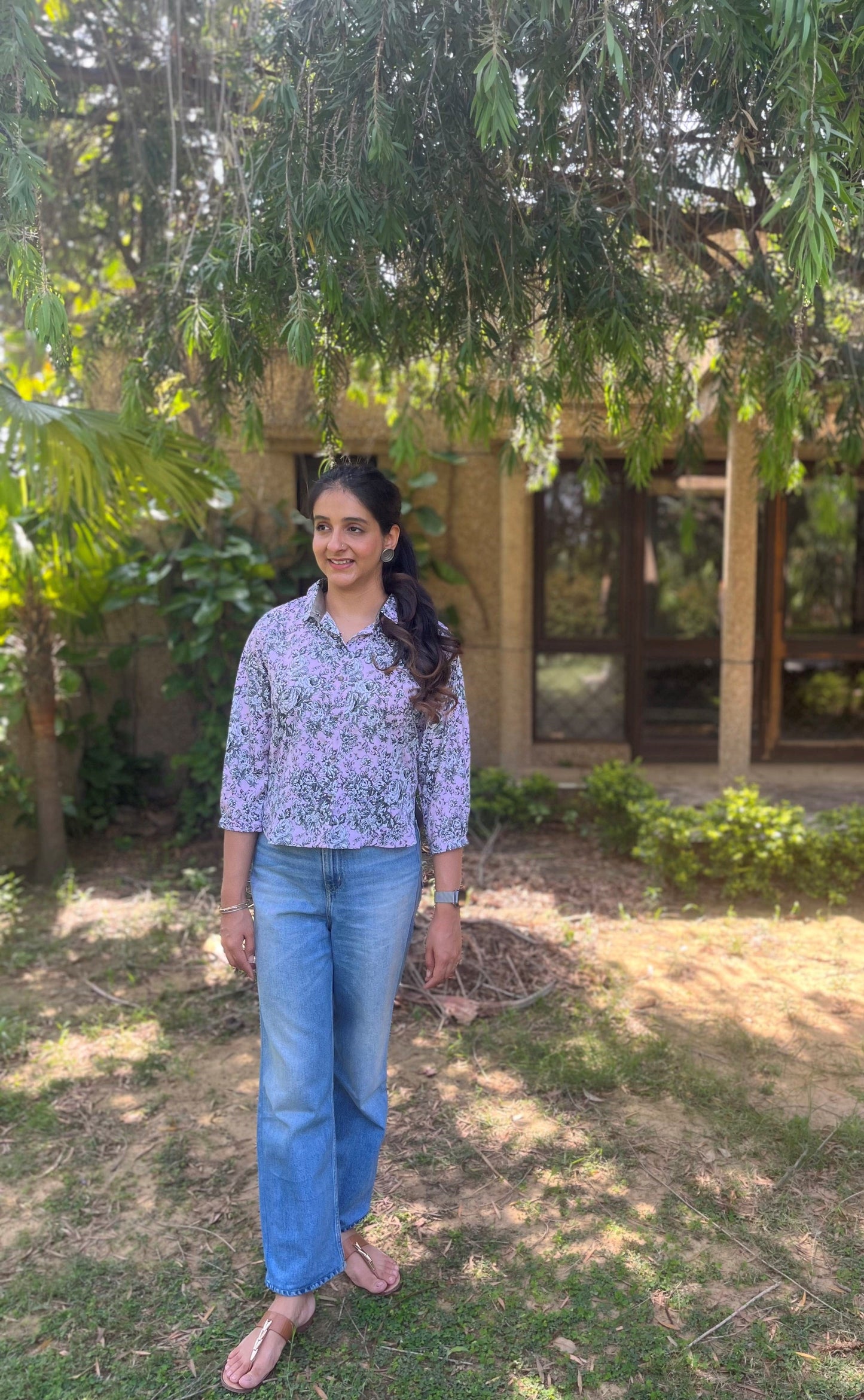Pink Floral Crepe Shirt
