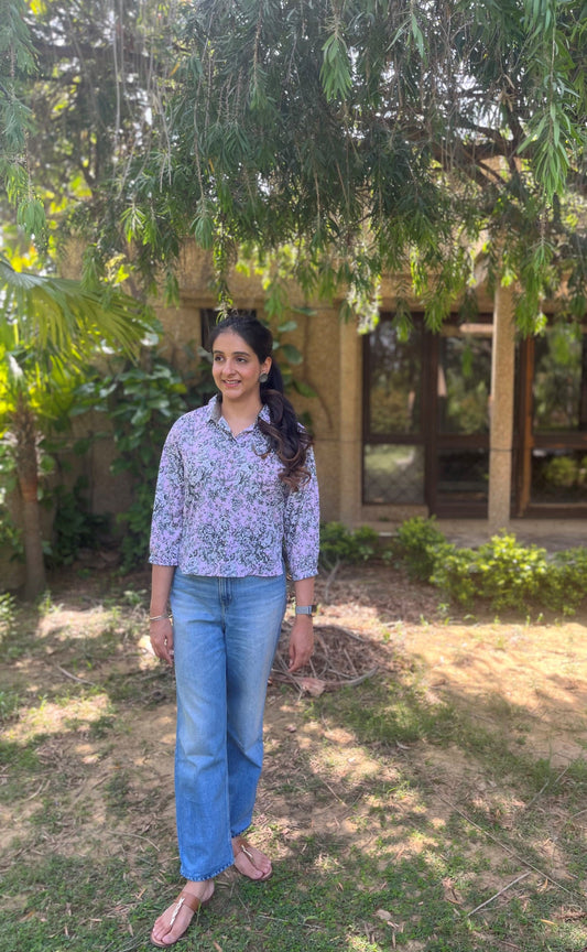 Pink Floral Crepe Shirt