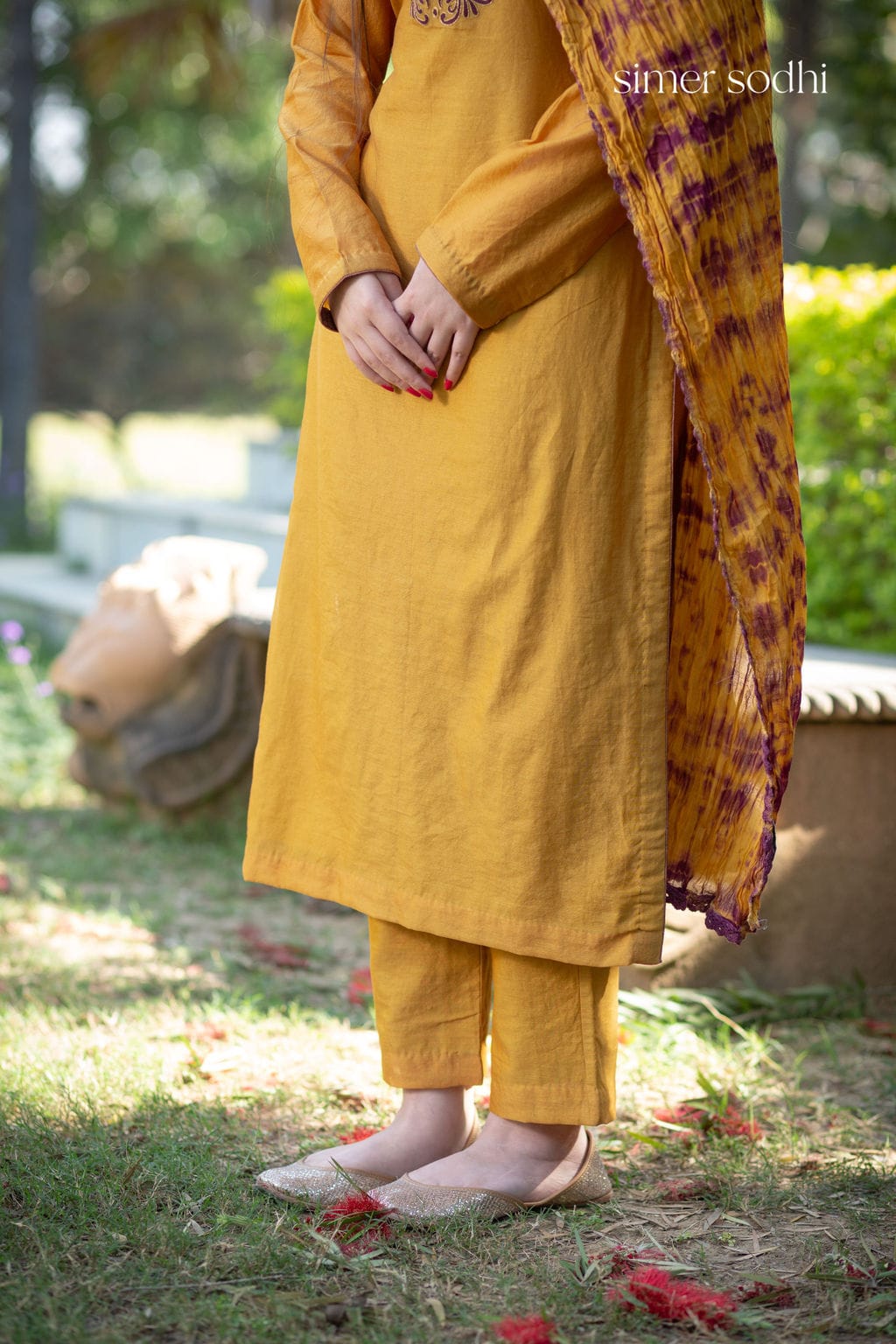 Mustard Neck Embroidery outfit