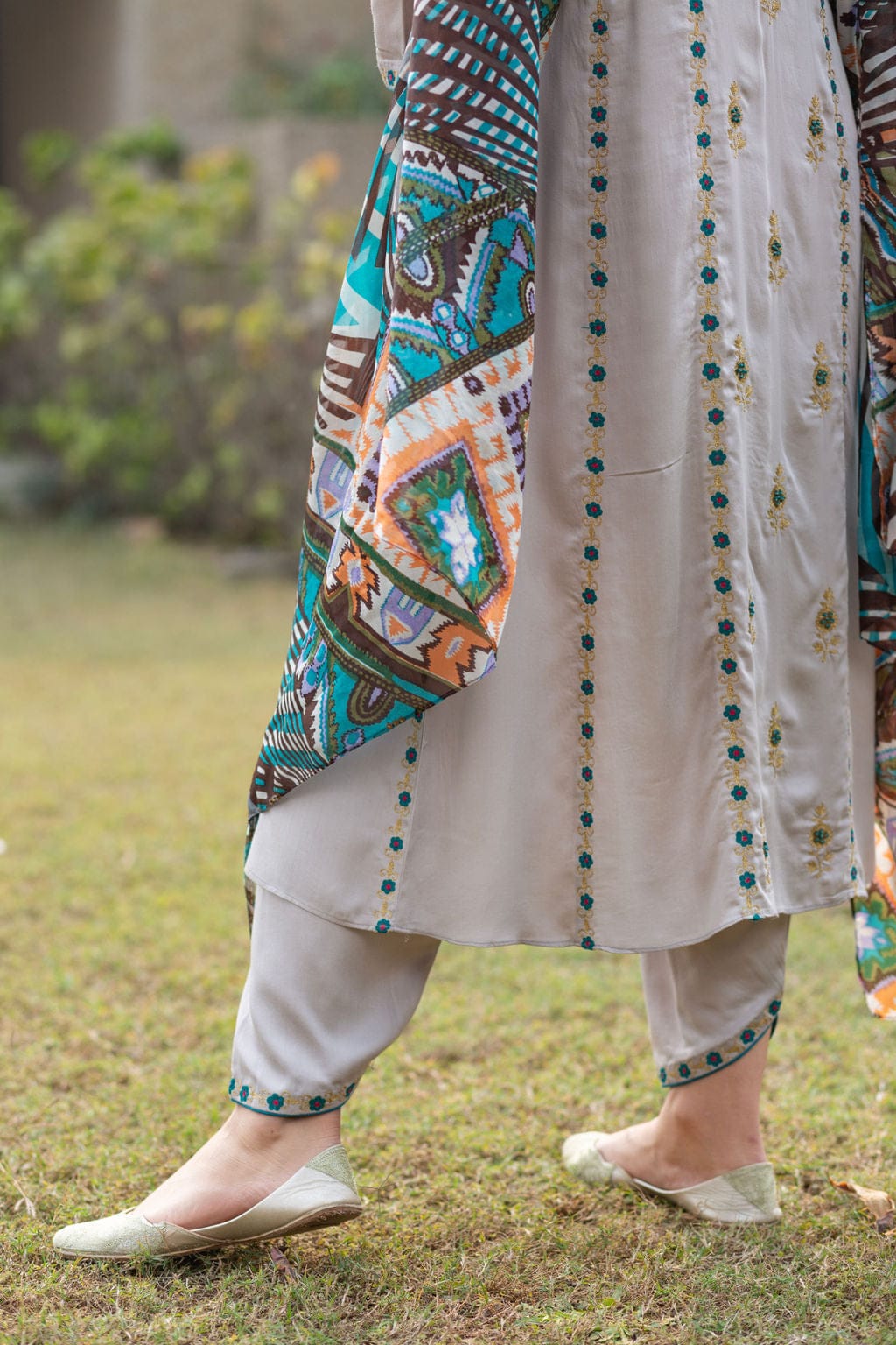 Grey Turquoise Outfit
