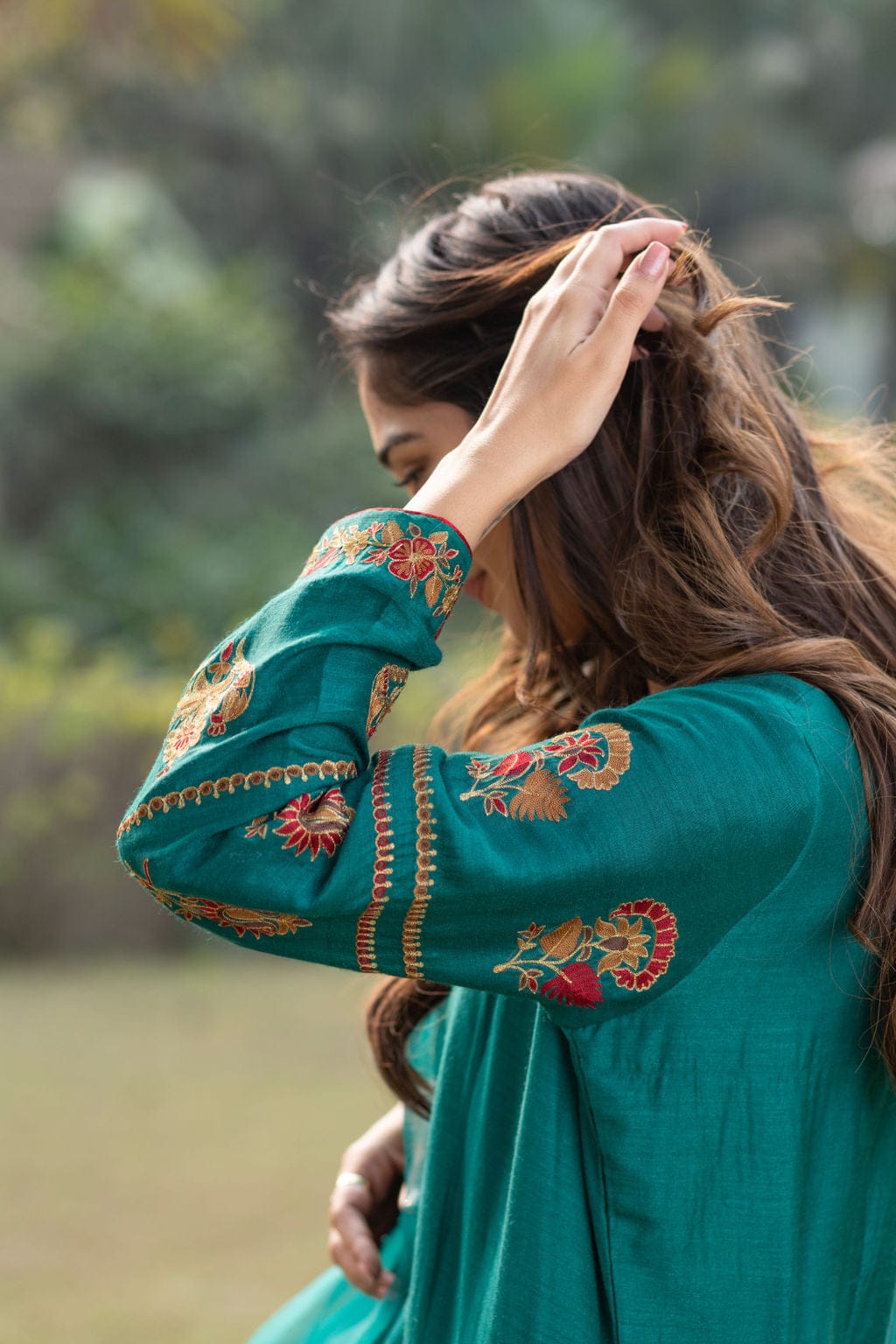 Green Paisley Embroidered Suit