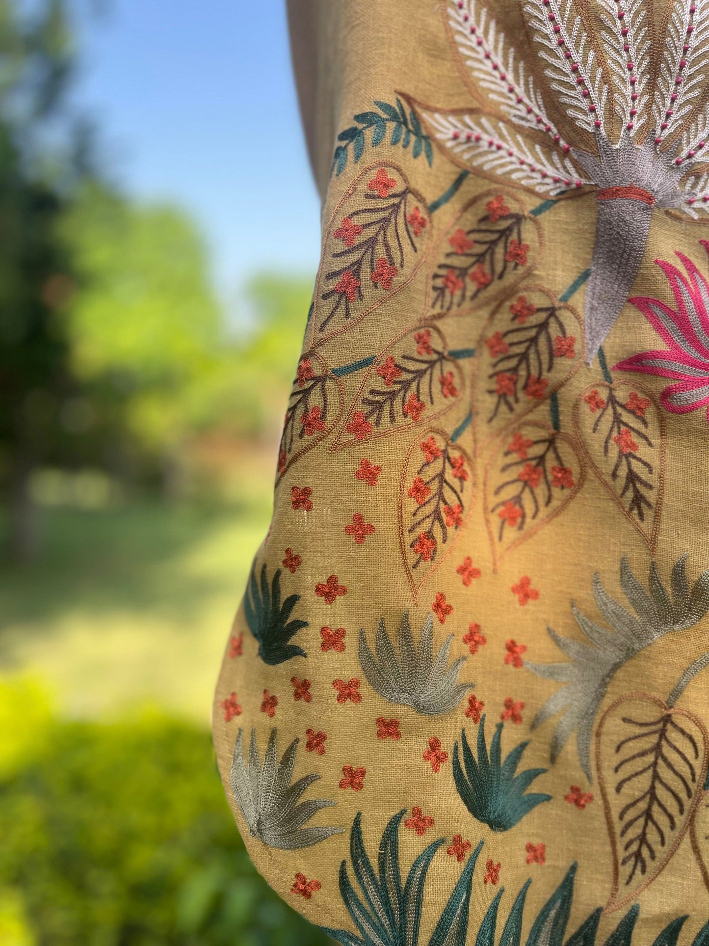 Mustard Linen Co Ords with Aari Embroidery