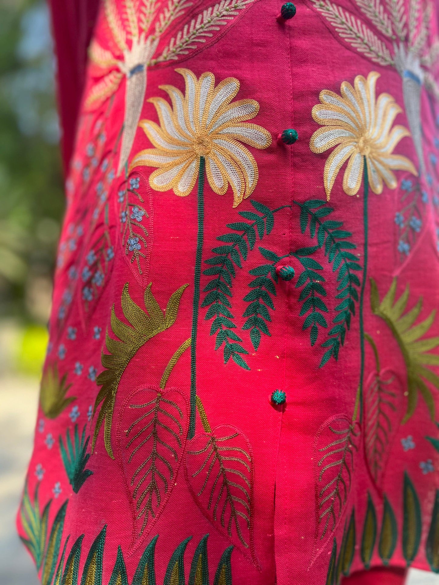 Hot Pink Linen Co Ords Aari Embroidery