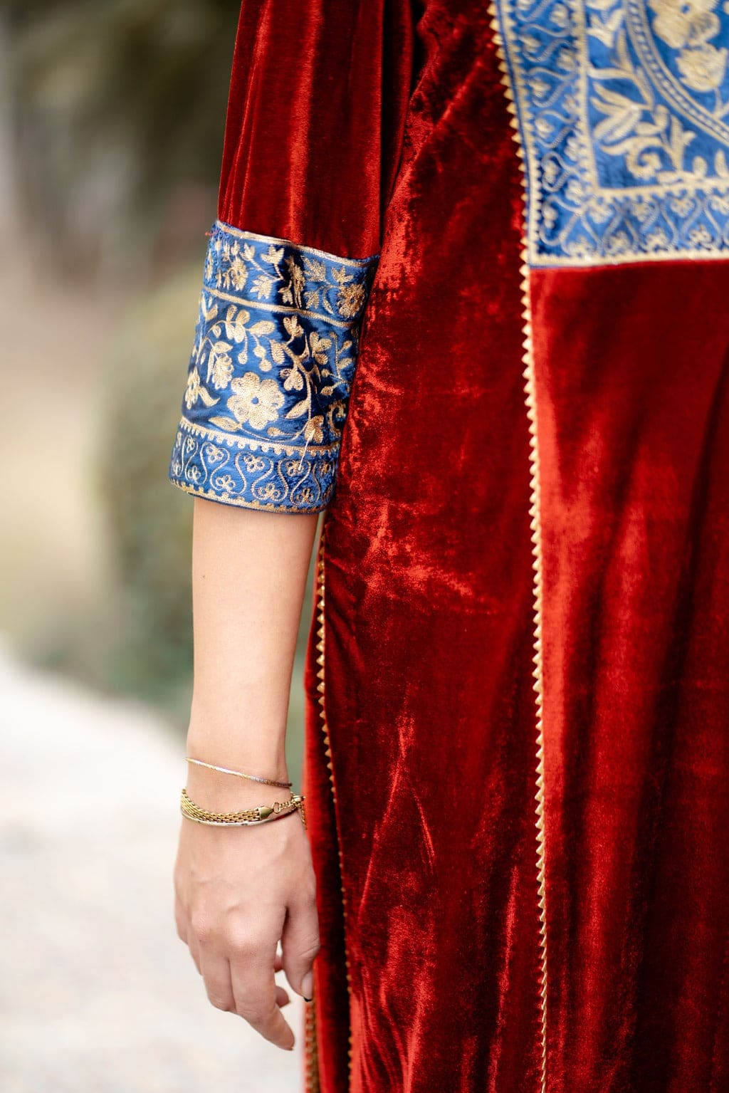 Rust velvet kurta with pants