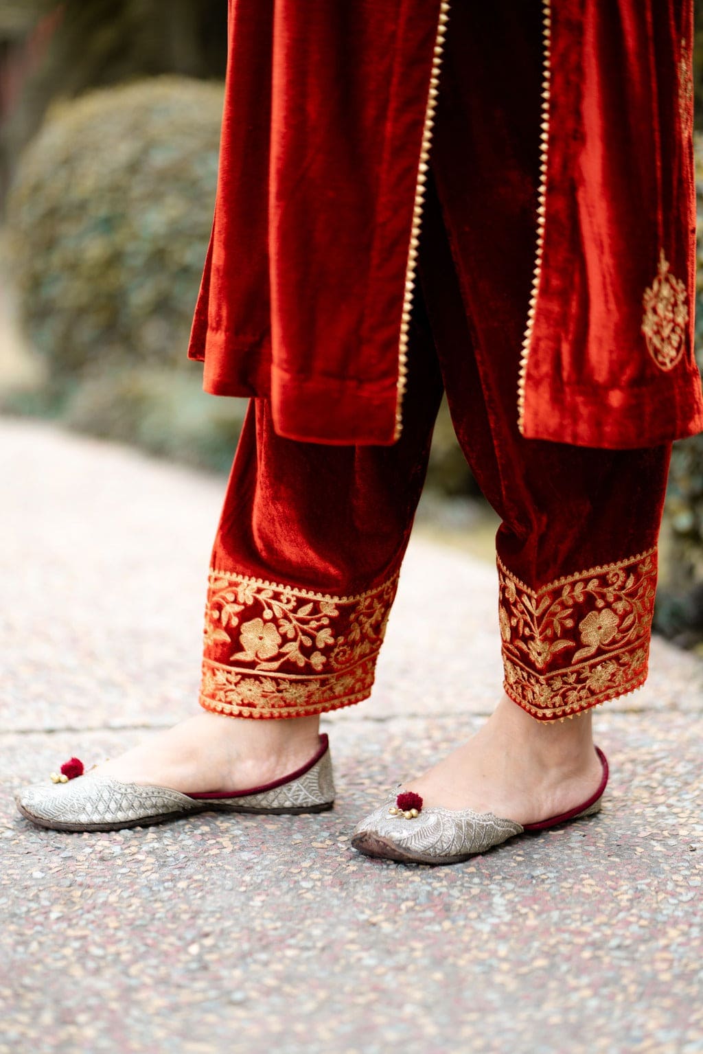 Rust velvet kurta with pants