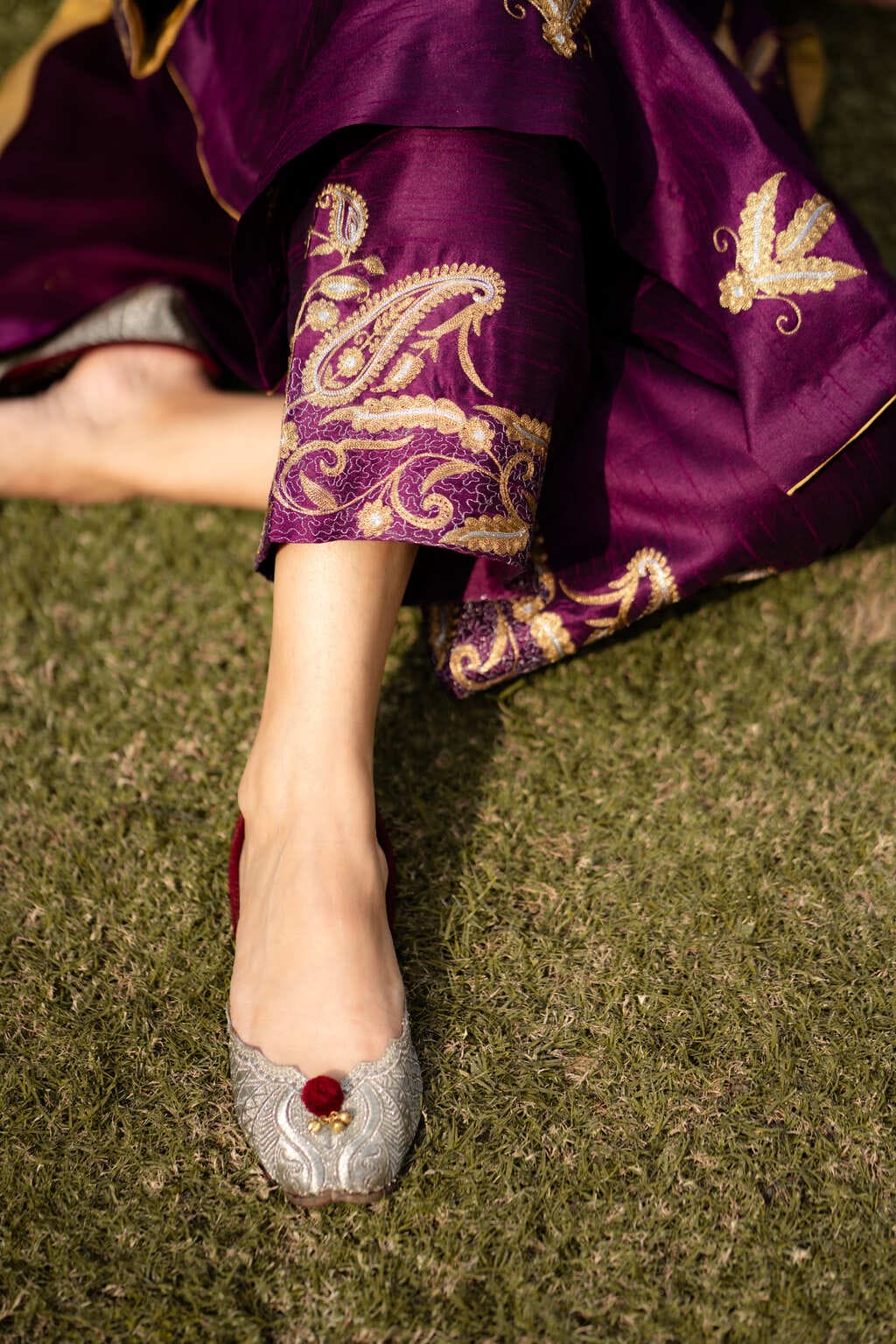 Wine paisley choga with pants