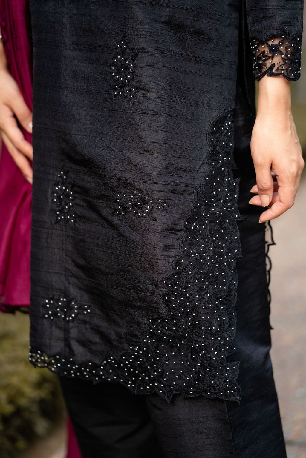 Black Raw Silk suit