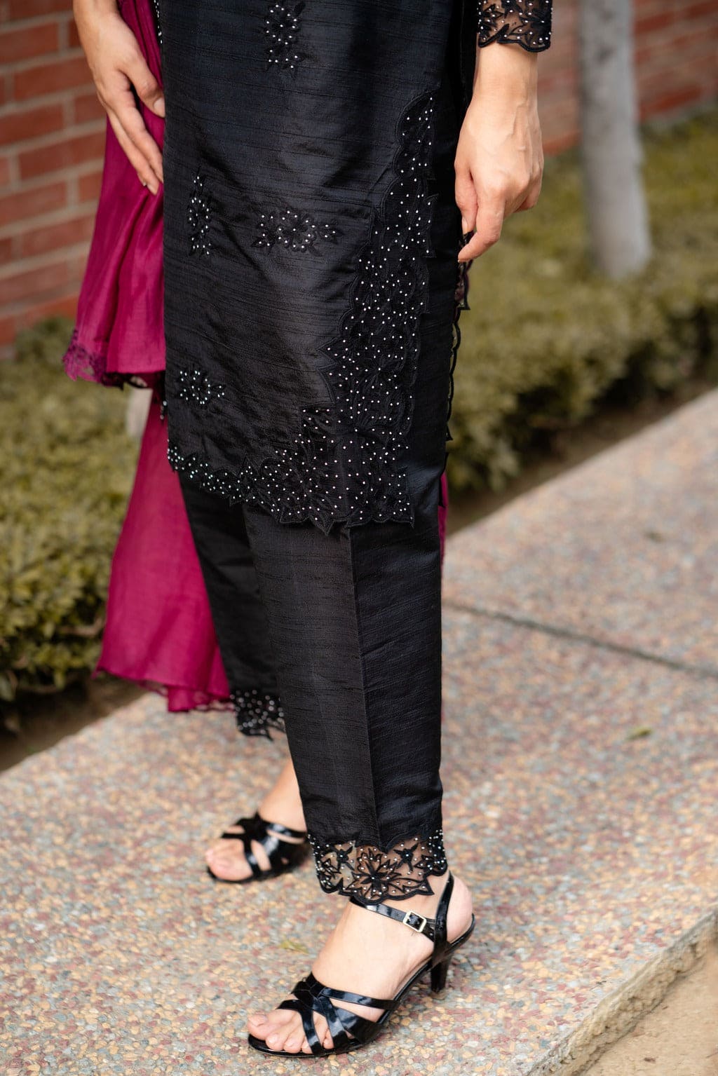 Black Raw Silk suit