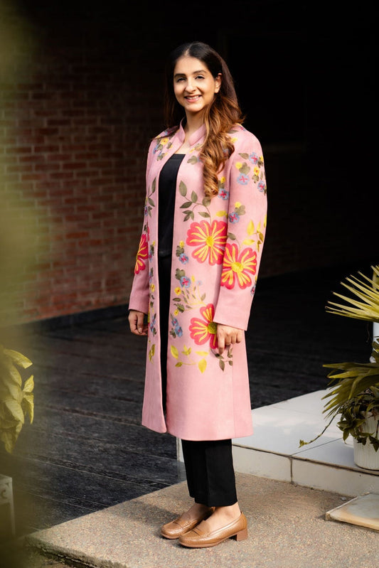 Pink suede coat