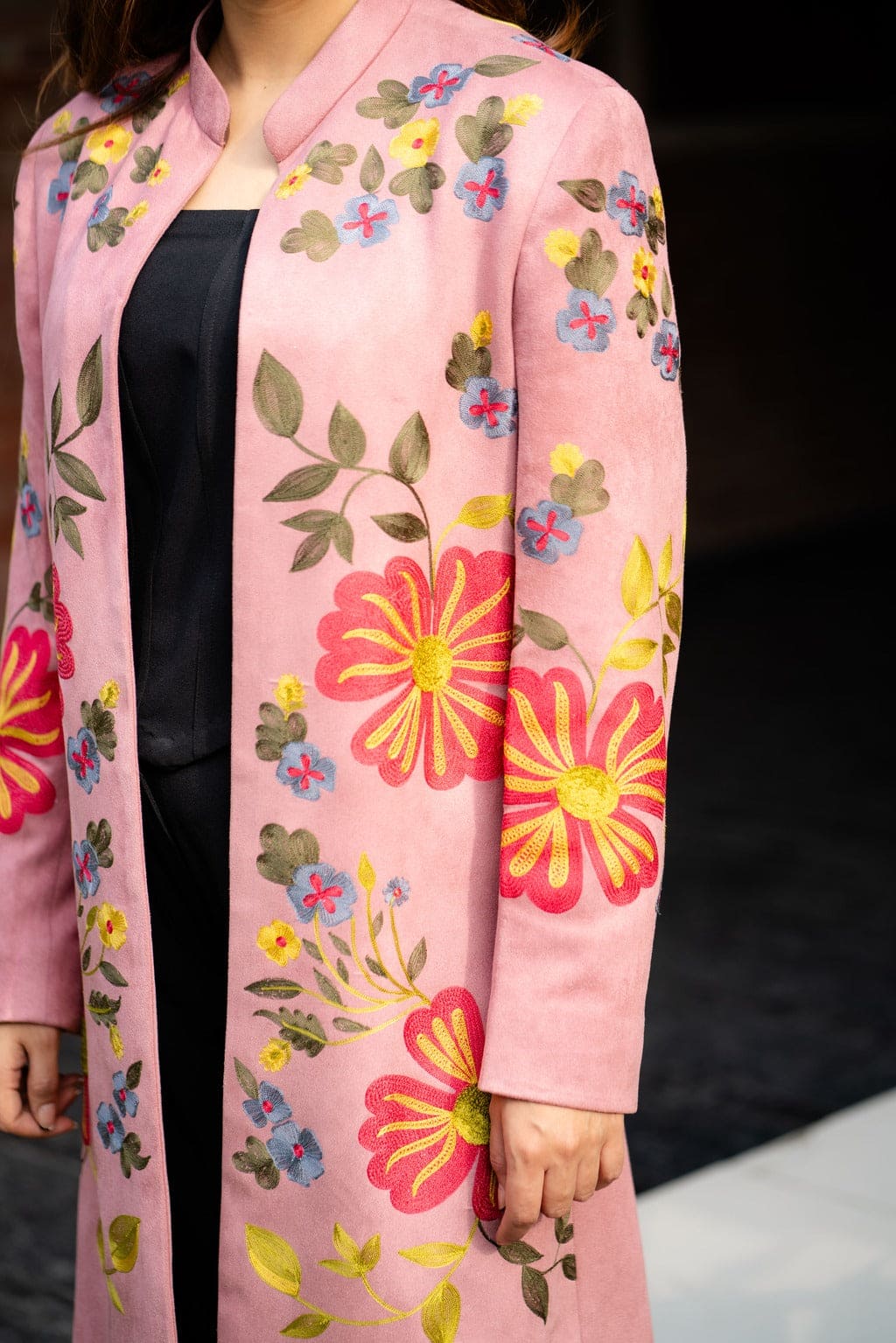 Pink suede coat