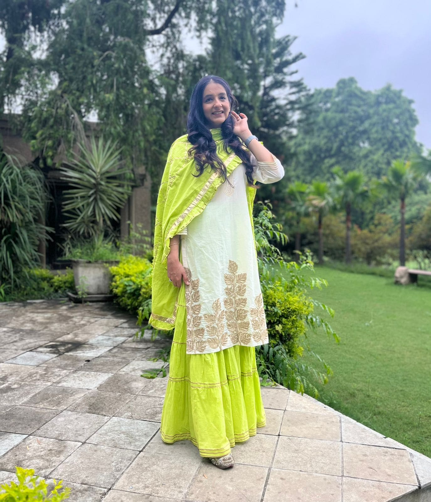 Parrot Green Shrara Suit