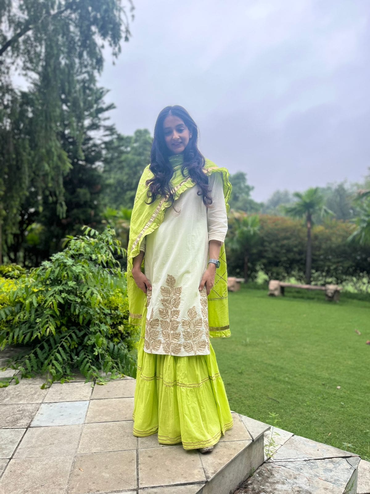 Parrot Green Shrara Suit