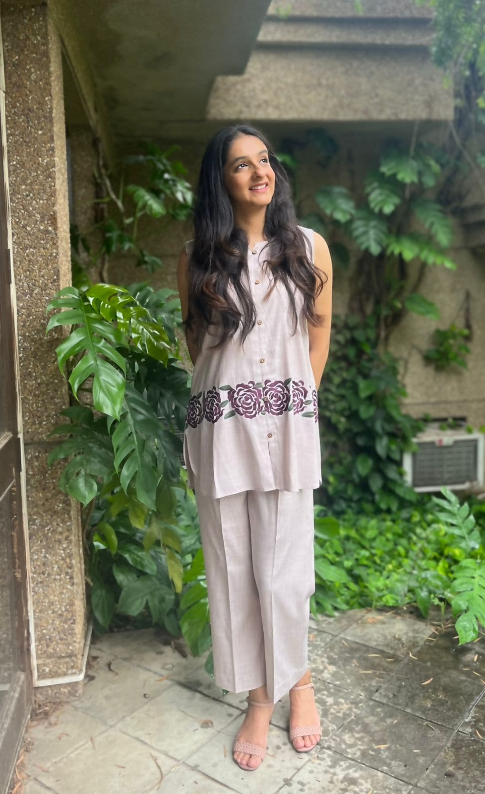 Lilac White Striped Co-ord set