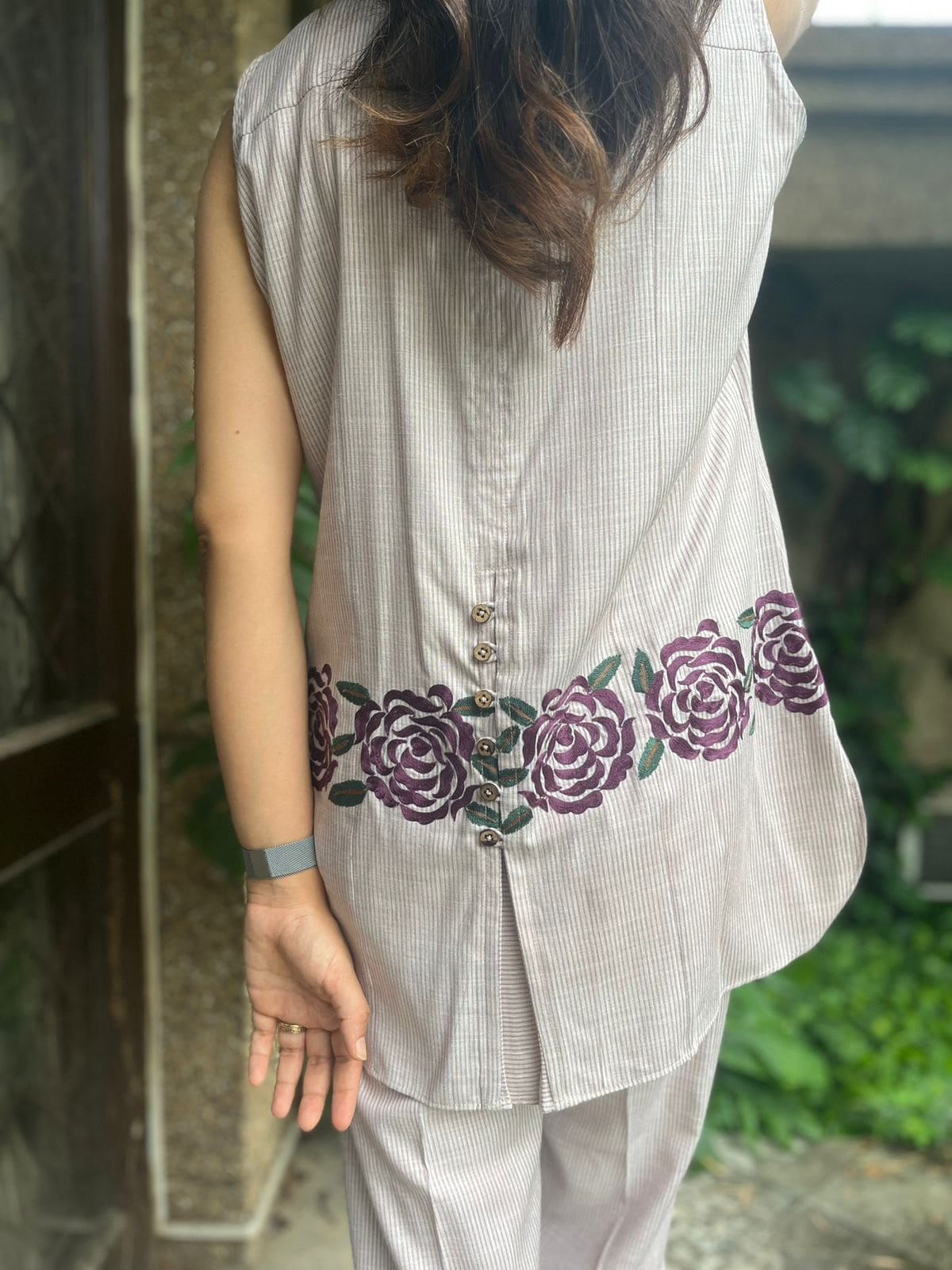 Lilac White Striped Co-ord set