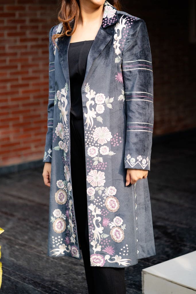 Midnight Blue Velvet Coat