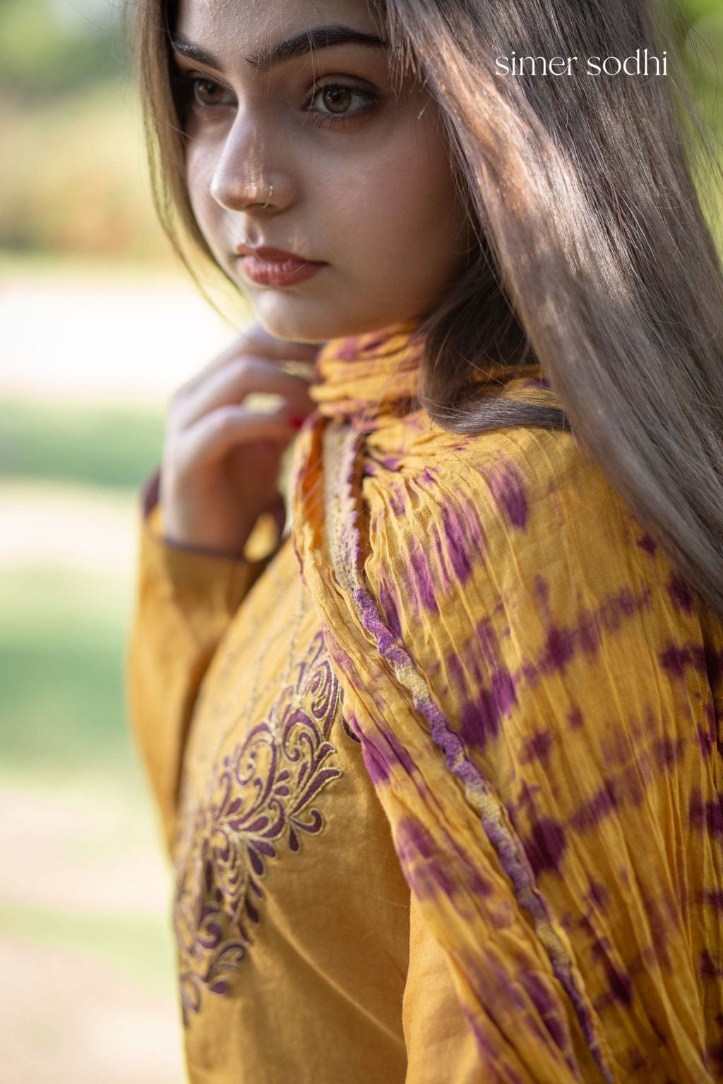 Mustard Neck Embroidery outfit