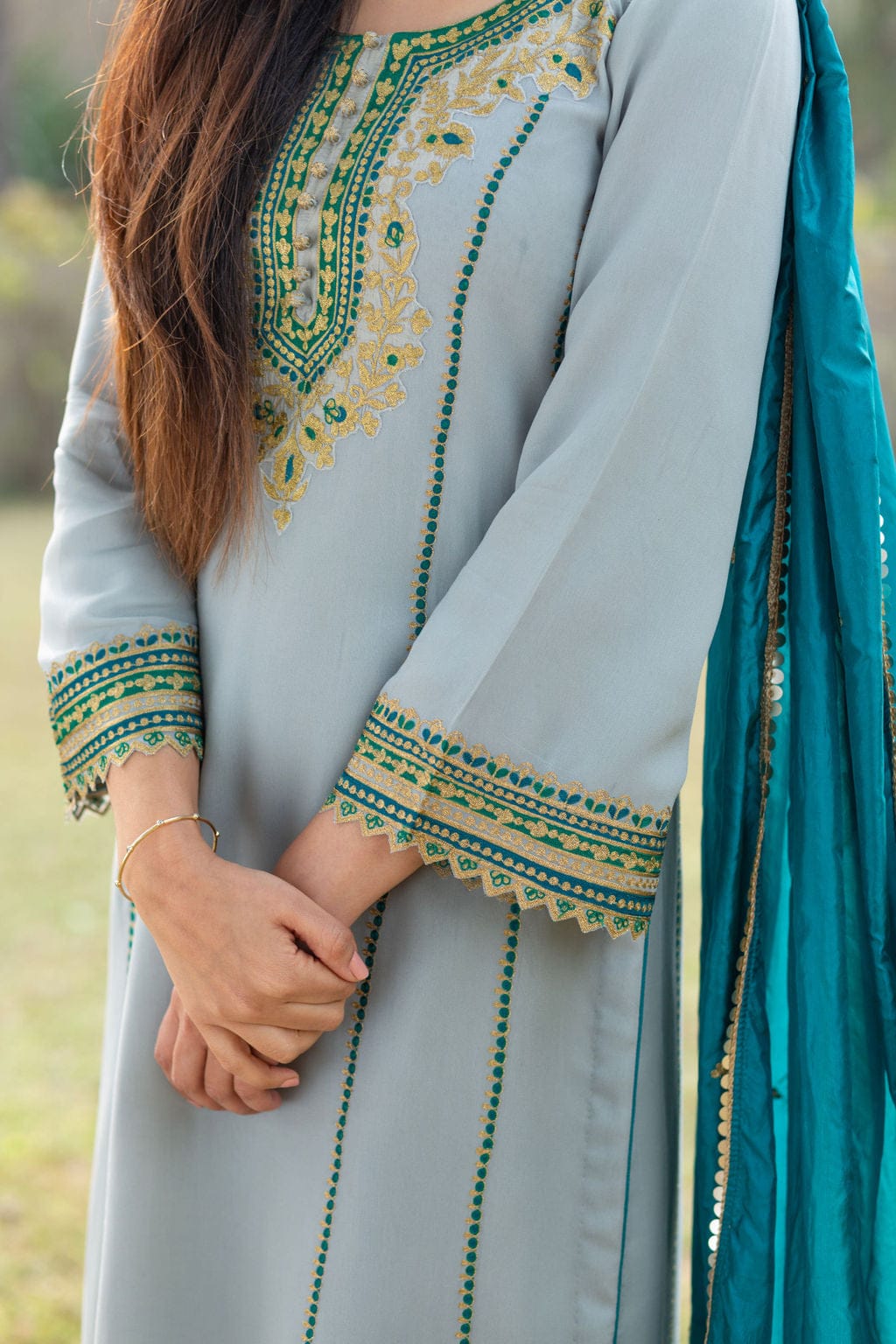 Grey Turquoise outfit