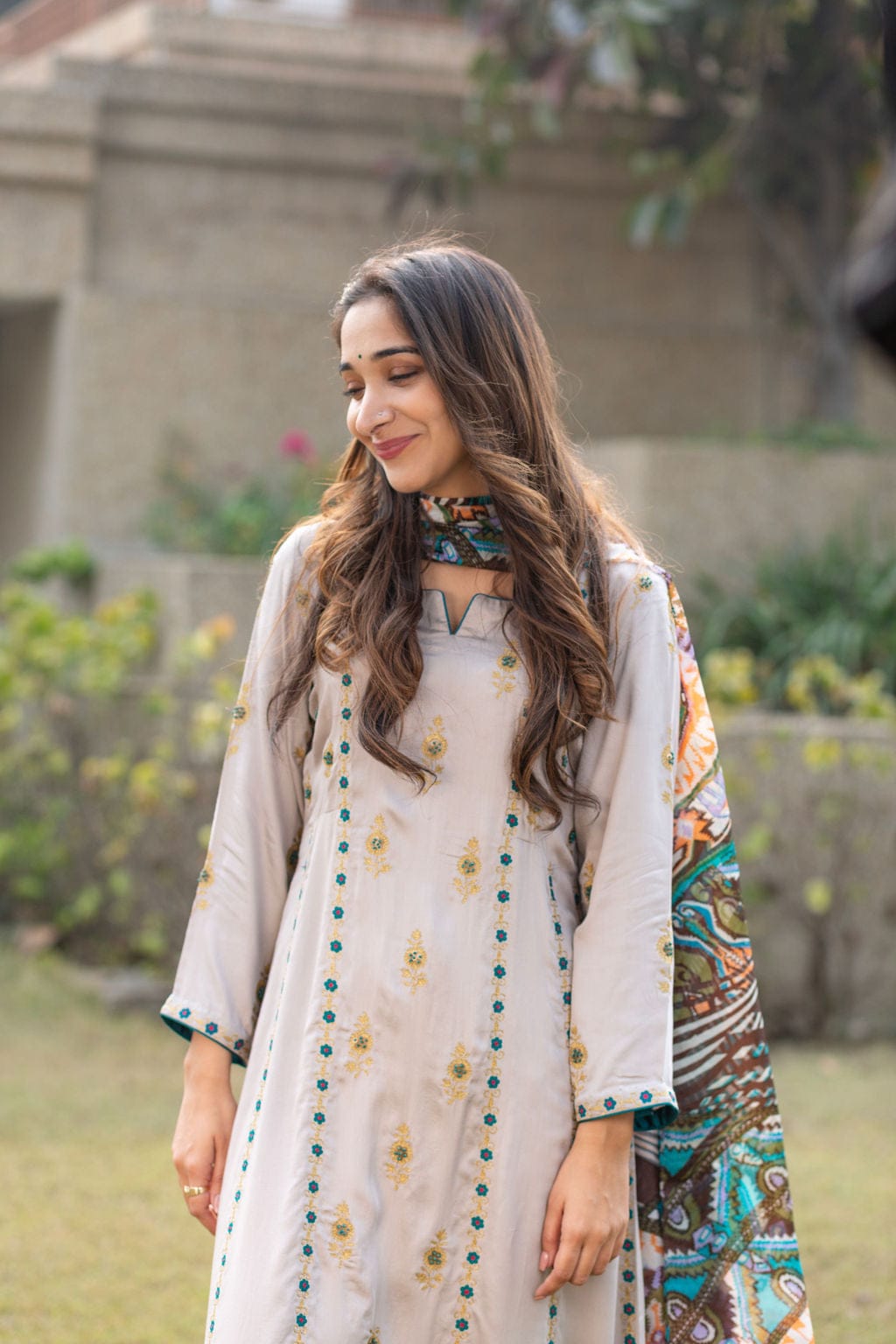 Grey Turquoise Outfit