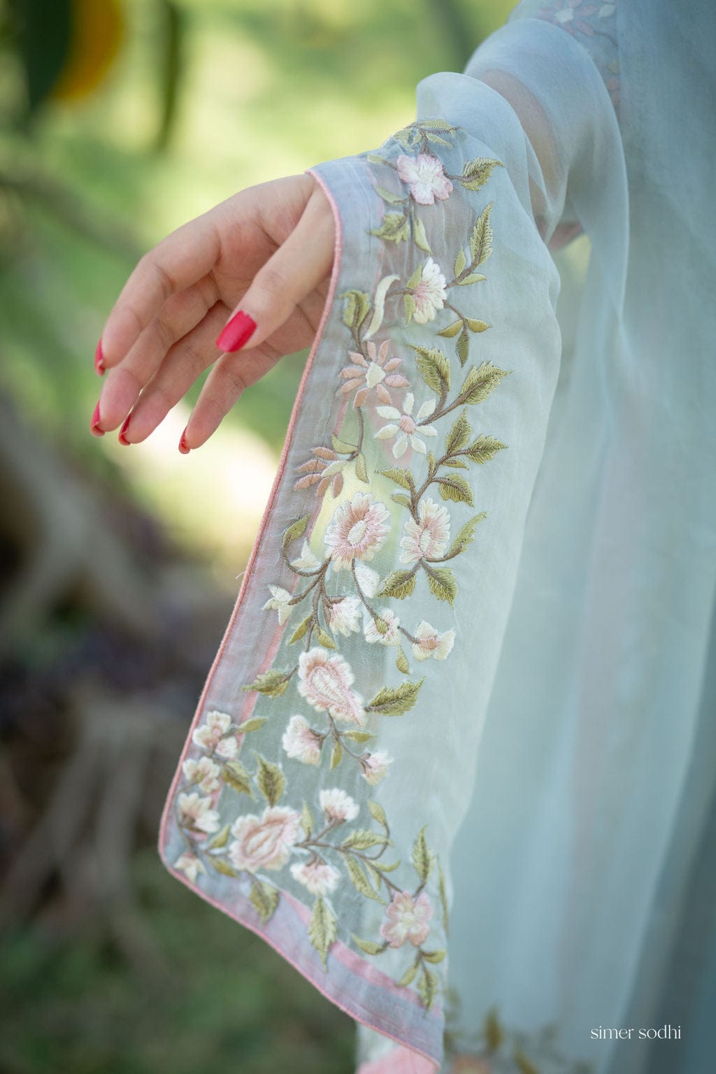 Powder Blue outfit with organza embroidered dupatta