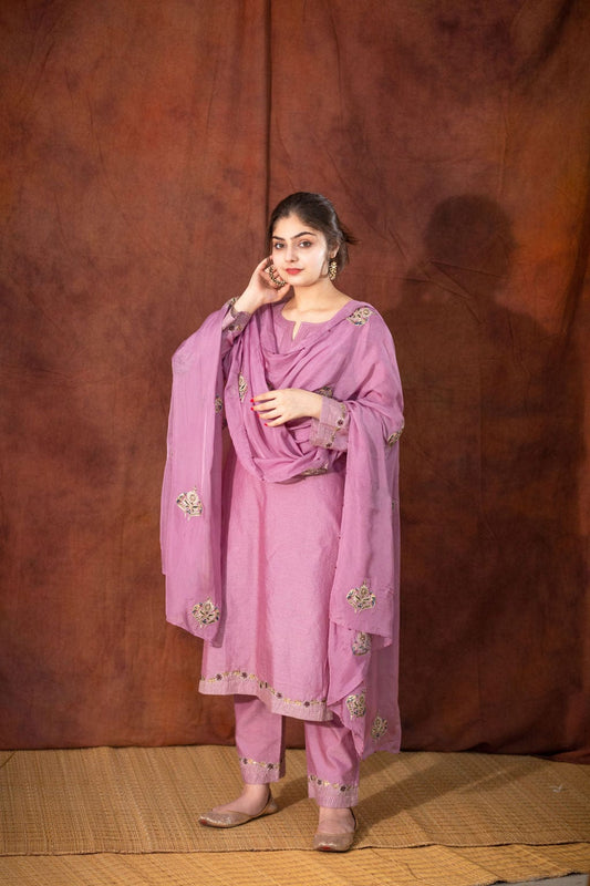Purple peacock embroidered outfit