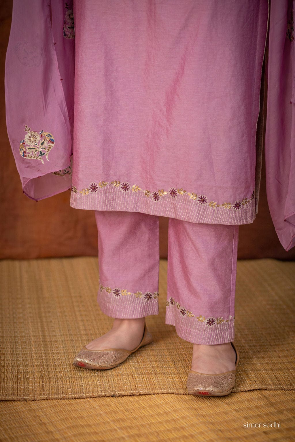 Purple peacock embroidered outfit