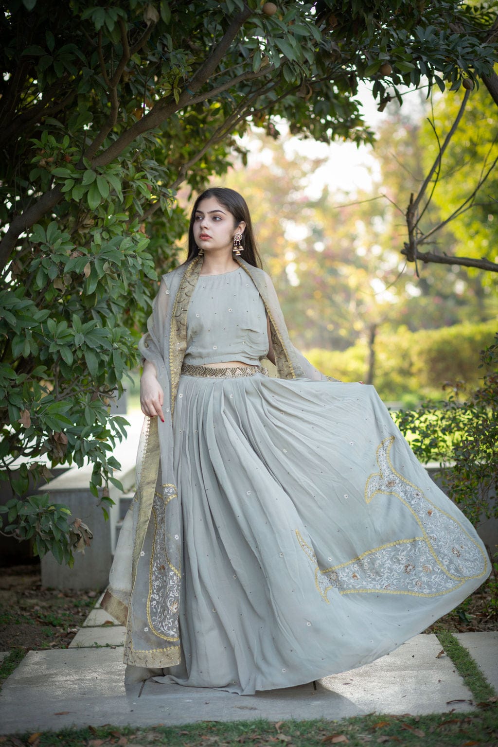 Grey paisley Lehenga