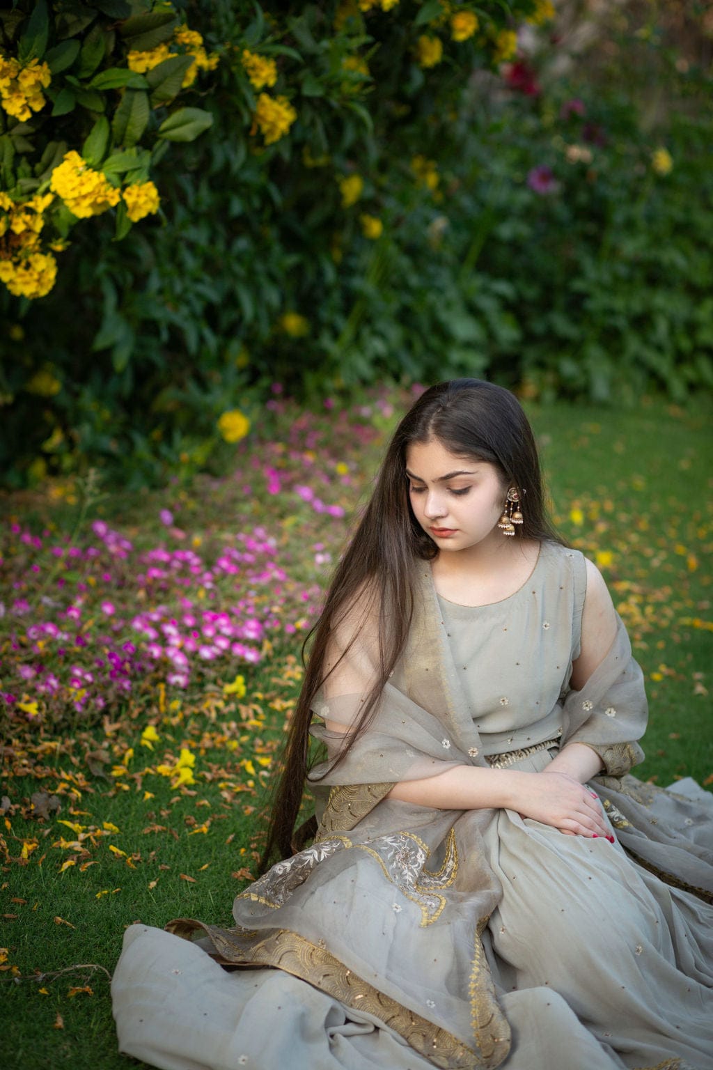 Grey paisley Lehenga