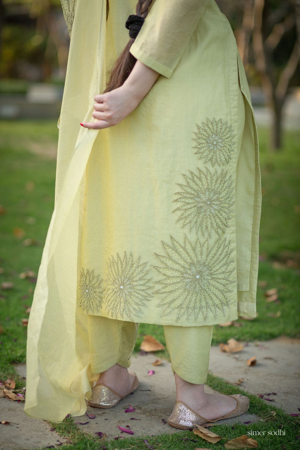 Pastel Green Floral Embroidery Outfit