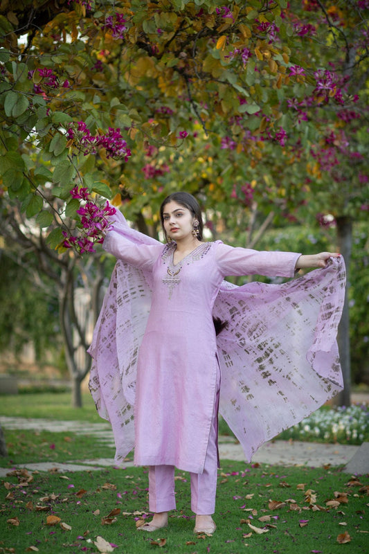 Lilac Bird Embroidery Outfit