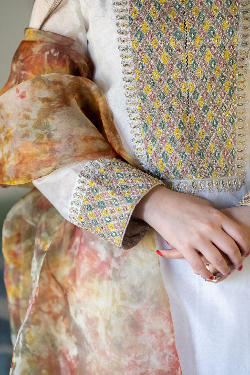 Off-White Dabka Embroidered Outfit